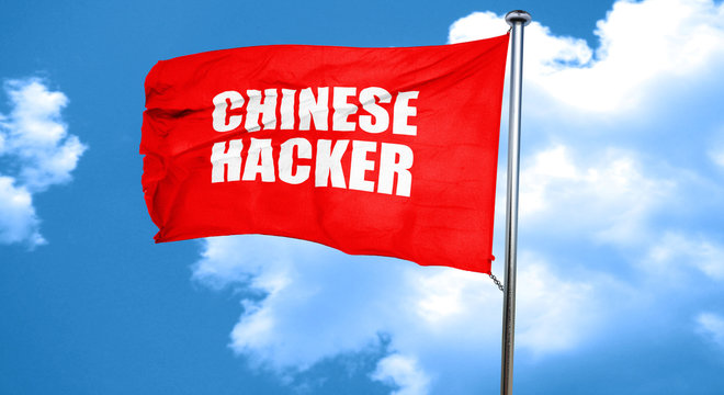 Chinese Hacker, 3D Rendering, A Red Waving Flag