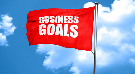 business goals, 3D rendering, a red waving flag