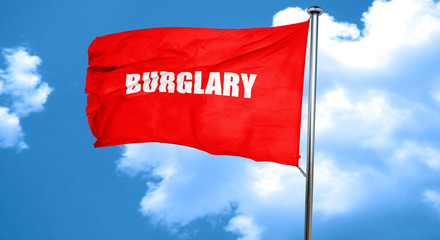 burglary, 3D rendering, a red waving flag