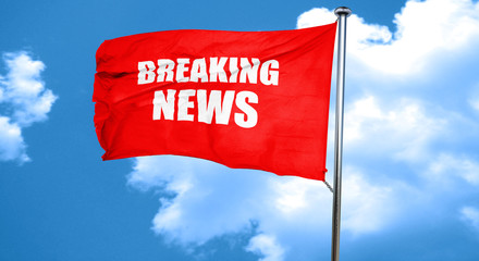 breaking news, 3D rendering, a red waving flag