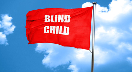Blind child area sign, 3D rendering, a red waving flag