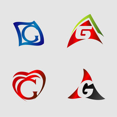 Set of alphabet symbols and elements of letter G, such a logo
