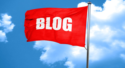 blog, 3D rendering, a red waving flag