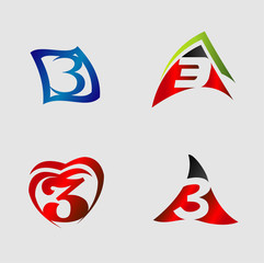 Number three 3 logo vector set
