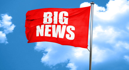big news, 3D rendering, a red waving flag