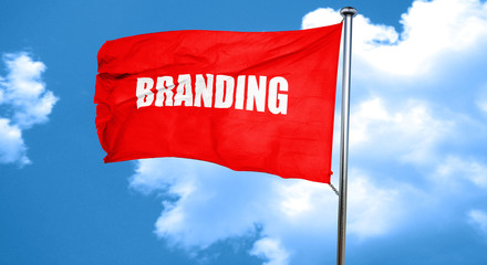 branding, 3D rendering, a red waving flag
