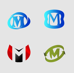 Abstract M round logo design template. Vector creative symbol
