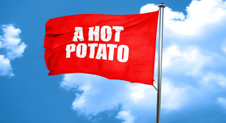 a hot potato, 3D rendering, a red waving flag