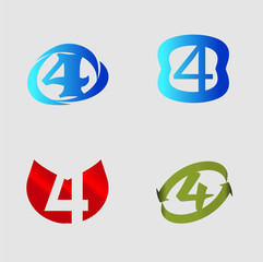4 alphabet font number abstract, logo, symbol, icon, graphic, vector
