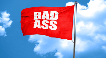 bad ass, 3D rendering, a red waving flag