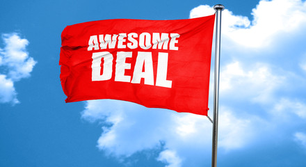 awesome deal, 3D rendering, a red waving flag