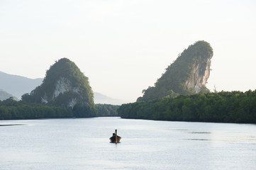  boat and river at krabi thailand