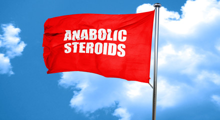 anabolic steroids, 3D rendering, a red waving flag