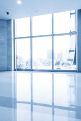 Fototapeta na wymiar glass floor in modern building with glass windows