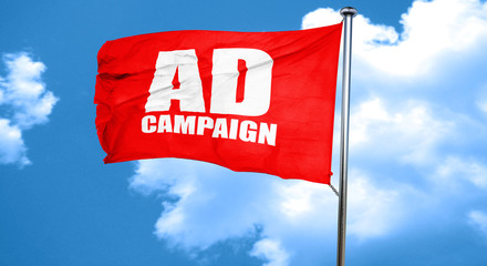 Ad campaing, 3D rendering, a red waving flag