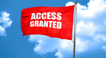 access granted, 3D rendering, a red waving flag