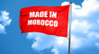 Made in morocco,
 3D rendering,
 a red waving flag