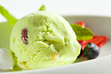 Pistachio Sorbet with Berries