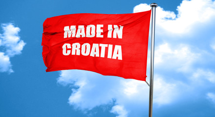 Made in croatia, 3D rendering, a red waving flag