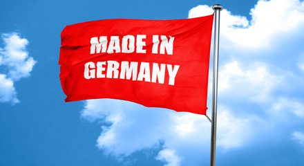 Made in germany, 3D rendering, a red waving flag