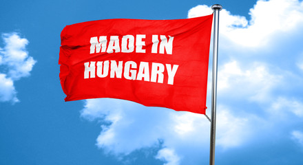 Made in hungary, 3D rendering, a red waving flag
