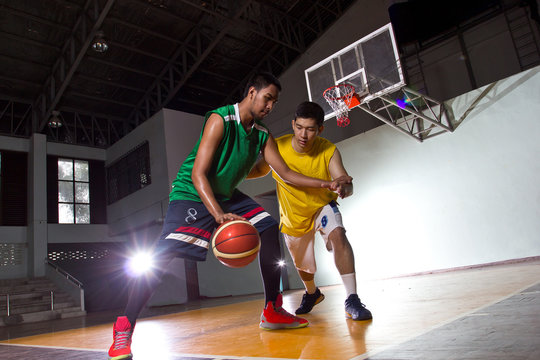 Two Basketball players competition game sport