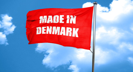 Made in denmark, 3D rendering, a red waving flag