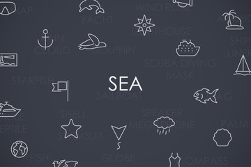 Sea Thin Line Icons
