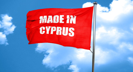 Made in cyprus, 3D rendering, a red waving flag