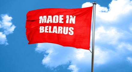 Made in belarus, 3D rendering, a red waving flag