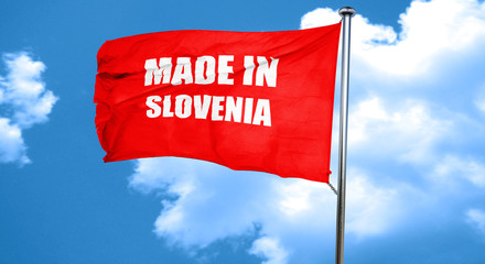 Made in slovenia, 3D rendering, a red waving flag