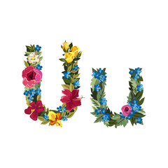 Beautiful floral alphabet with flowers.