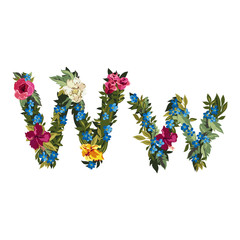 Beautiful floral alphabet with flowers.