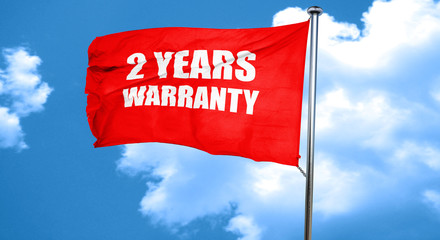 2 years warranty, 3D rendering, a red waving flag