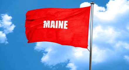  maine, 3D rendering, a red waving flag