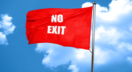 No exit sign, 3D rendering, a red waving flag