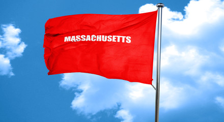  masschusetts, 3D rendering, a red waving flag