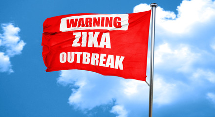 Zika virus concept background, 3D rendering, a red waving flag