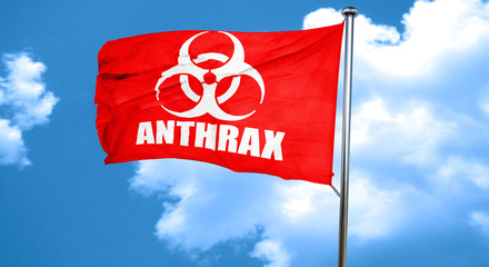 Anthrax virus concept background, 3D rendering, a red waving fla