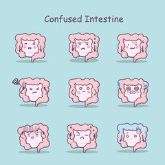 Obraz premium Confused cartoon Intestine set