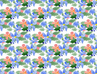 Vector illustration - Seamless pattern with watercolor flowers