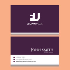 FU Logo | Business Card Template | Vector Graphic Branding Letter Element Combination | White Background Abstract Design Colorful Object | Negative Space Style