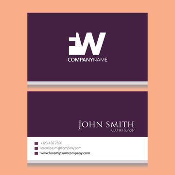 FW Logo | Business Card Template | Vector Graphic Branding Letter Element Combination | White Background Abstract Design Colorful Object | Negative Space Style