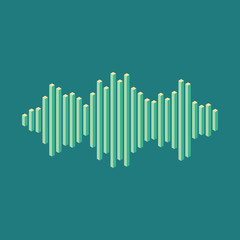 Flat isometric music wave icon made of peak lines