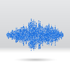 Sound waveform made of scattered balls