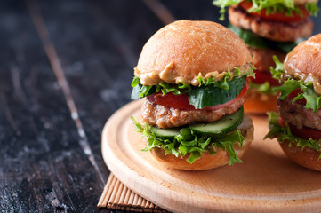 homemade hamburger with fresh vegetables