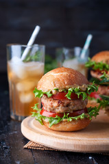 homemade hamburger with fresh vegetables