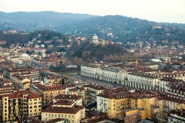 aerial view Turin italy vittorio veneto monte cappuccini santa madre