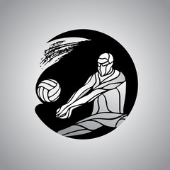 Volleyball player receive ball silhouette logo icon