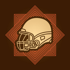 American football Helmet side view designed on luxury line square background graphic vector.